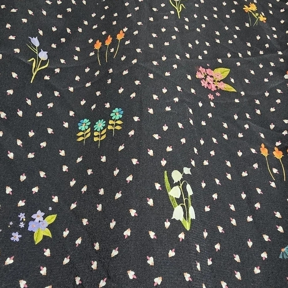 ZARA BASICS Short Sleeve Black Ditsy Floral Shift Dress with Pockets, Size S - Picture 7 of 15